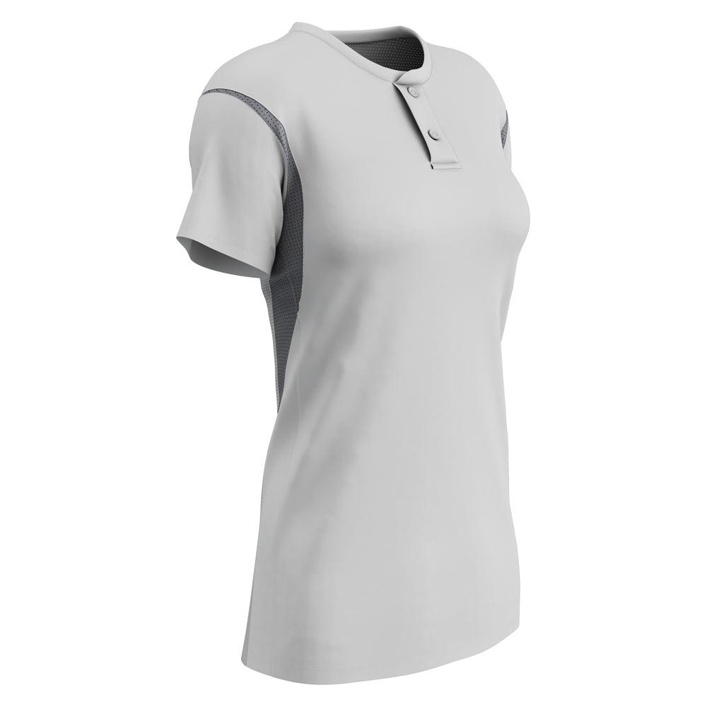 Legacy 2-Button Softball Jersey - White Grey - Womens - XXLarge