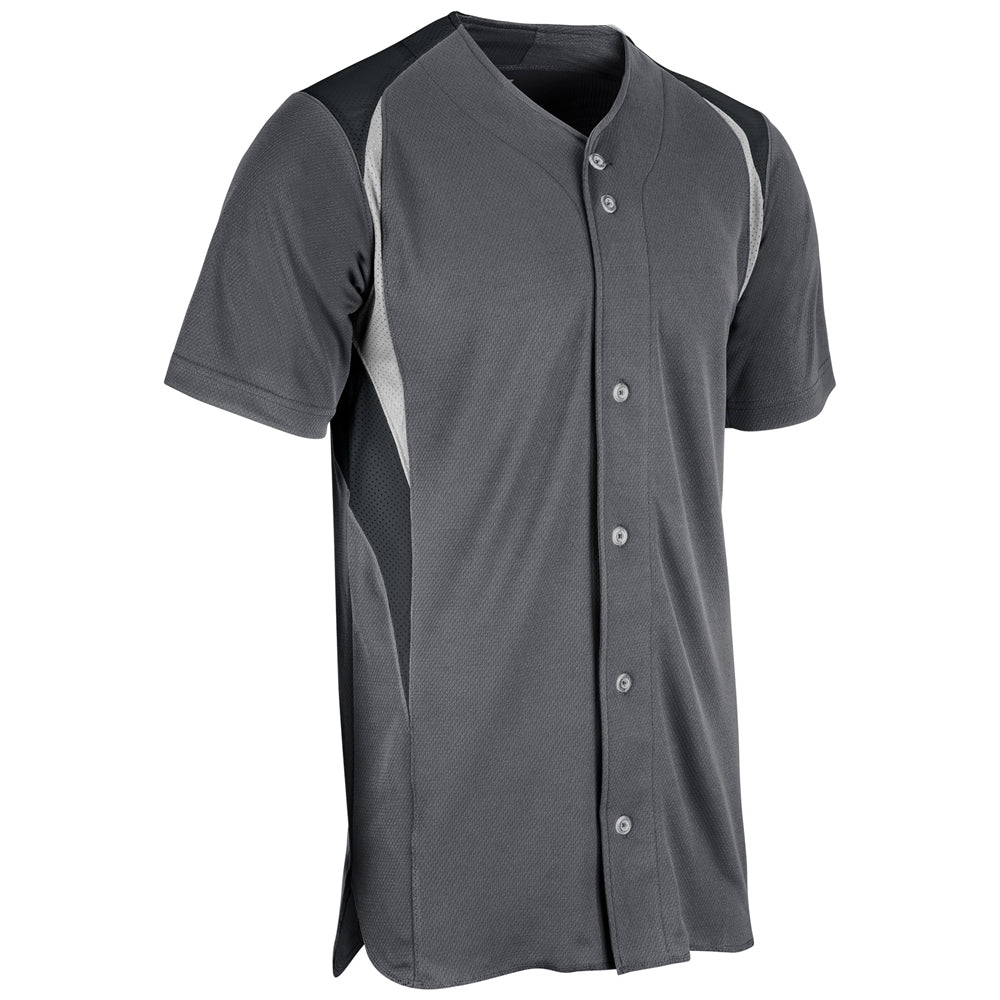 Bull Pen Full Button Jersey - Graphite Black White - Youth - Small