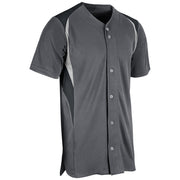 Bull Pen Full Button Jersey - Graphite Black White - Adult - Medium
