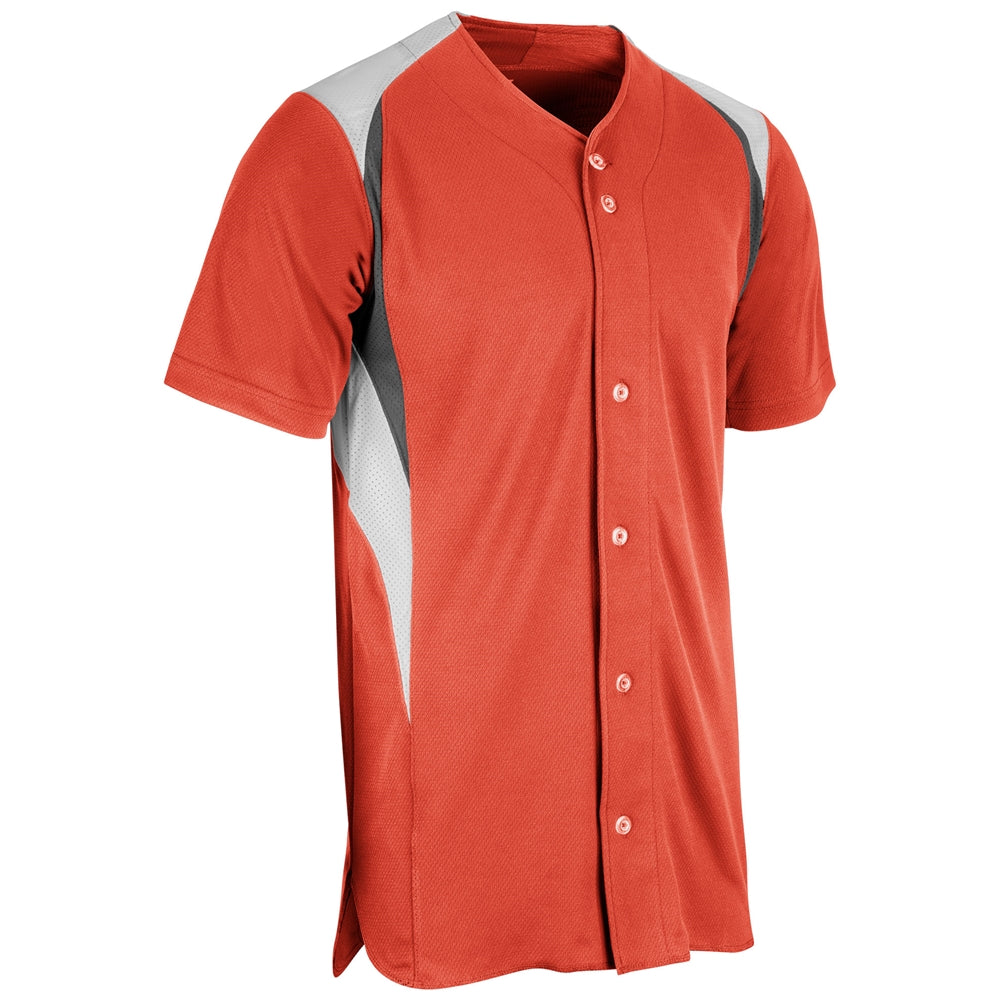 Bull Pen Full Button Jersey - Orange White Graphite - Adult - XXLarge