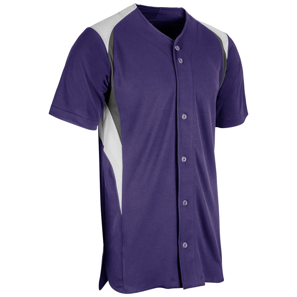 Bull Pen Full Button Jersey - Purple White Graphite - Adult - Small