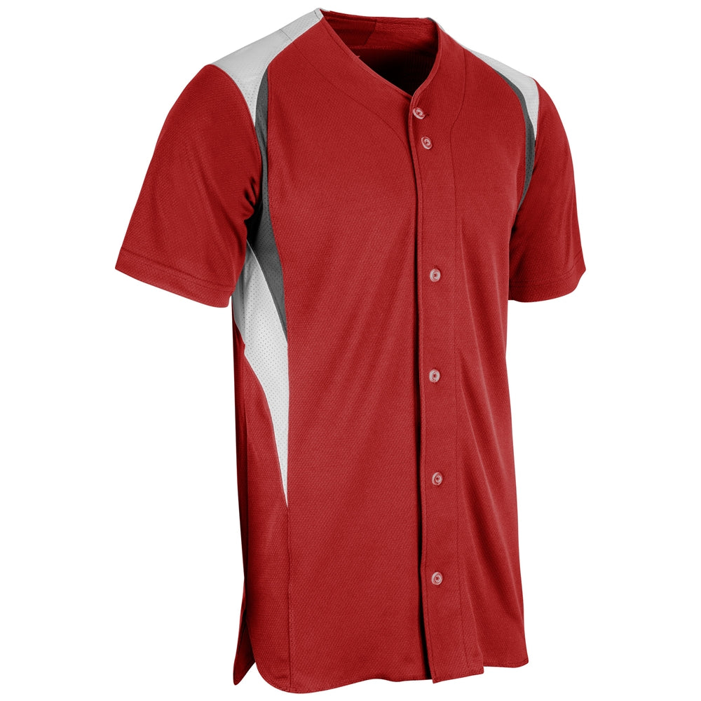 Bull Pen Full Button Jersey - Scarlet White Graphite - Youth - Extra-Large