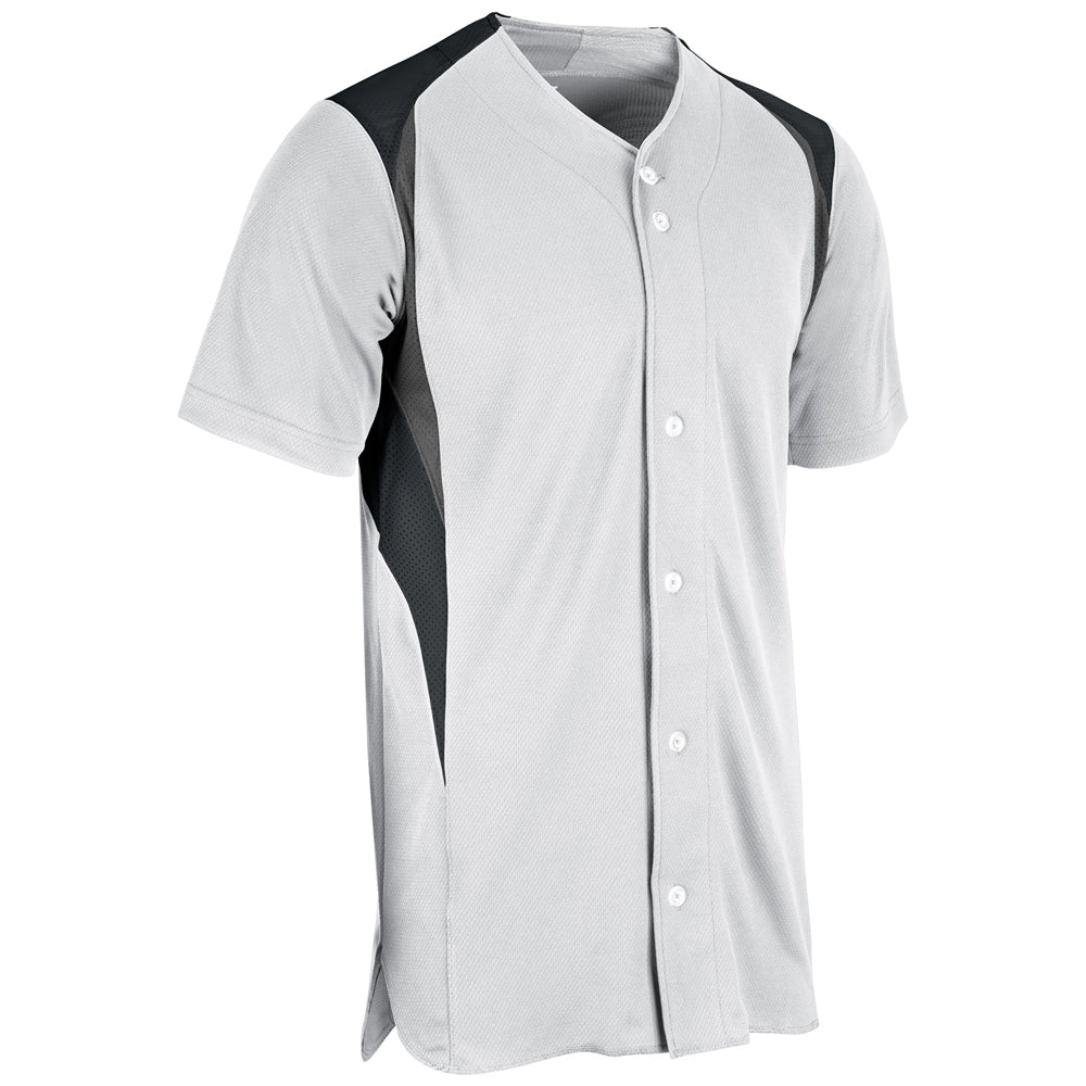 Bull Pen Full Button Jersey - White Black Grey - Adult - Extra-Large