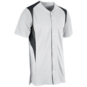 Bull Pen Full Button Jersey - White Black Grey - Youth - Medium