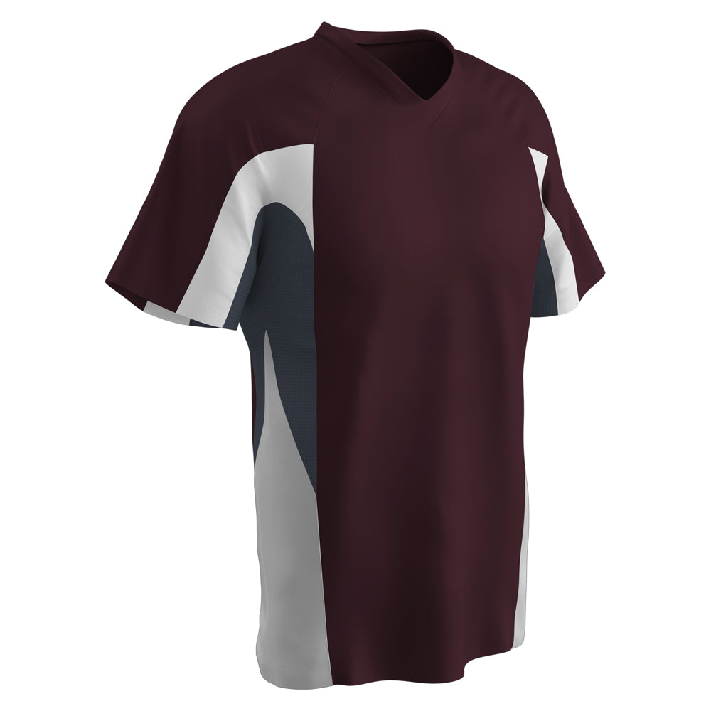 Relief V-Neck Jersey - Maroon Graphite White - Adult - Large