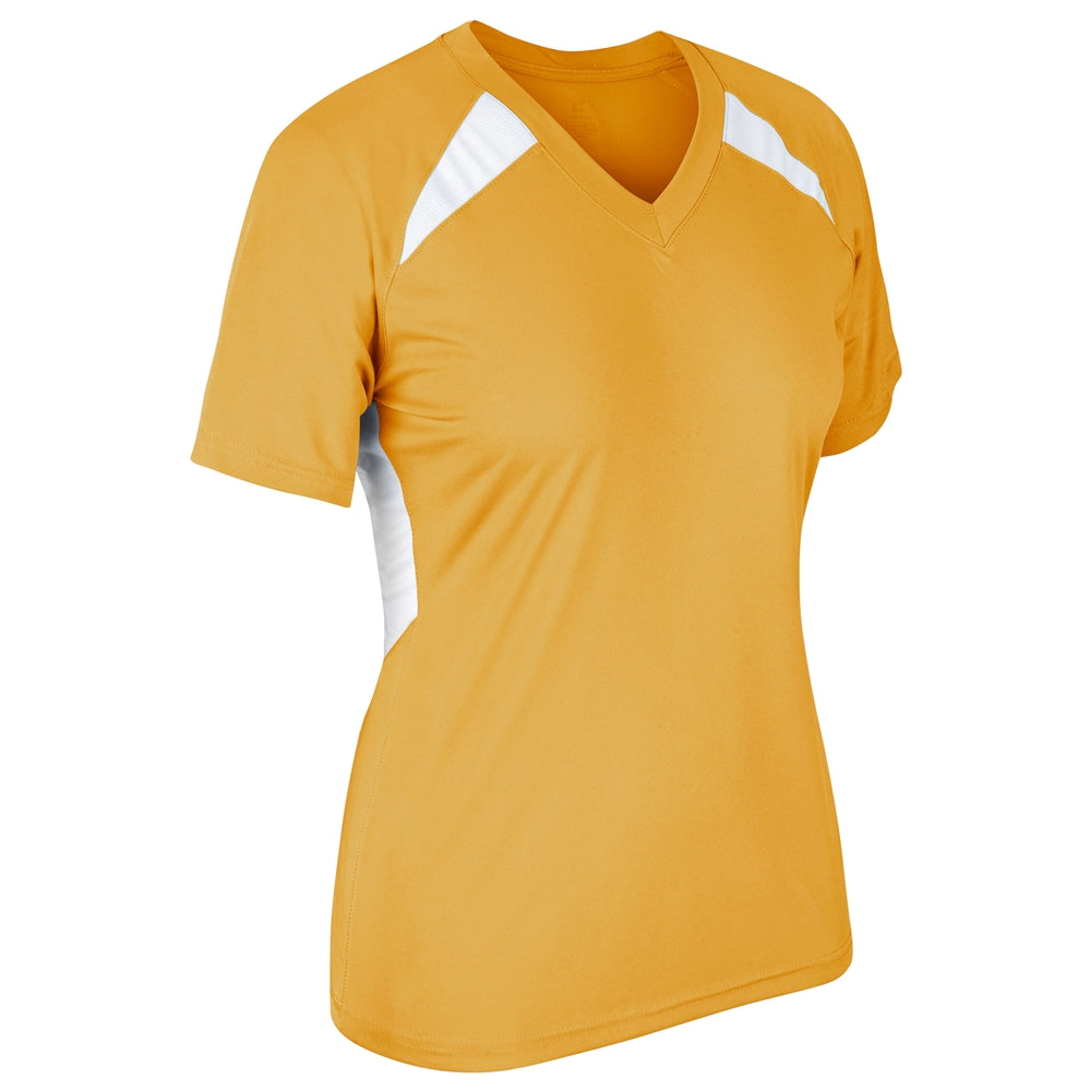 Check Baseball Jersey - Gold White - Womens - Large
