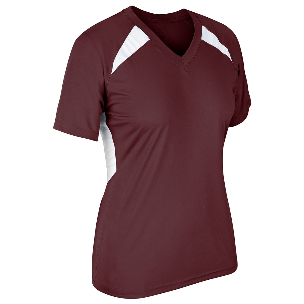 Check Baseball Jersey - Maroon White - Womens - XXLarge