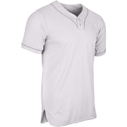 HEATER 2-Button Piped Baseball Jersey - White Grey Pipe - Adult - Extra-Large