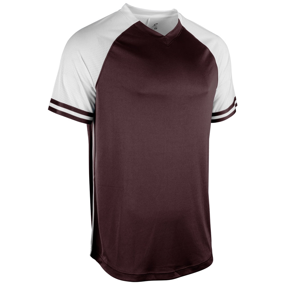 Show V-Neck Jersey - Maroon White White - Youth - Small