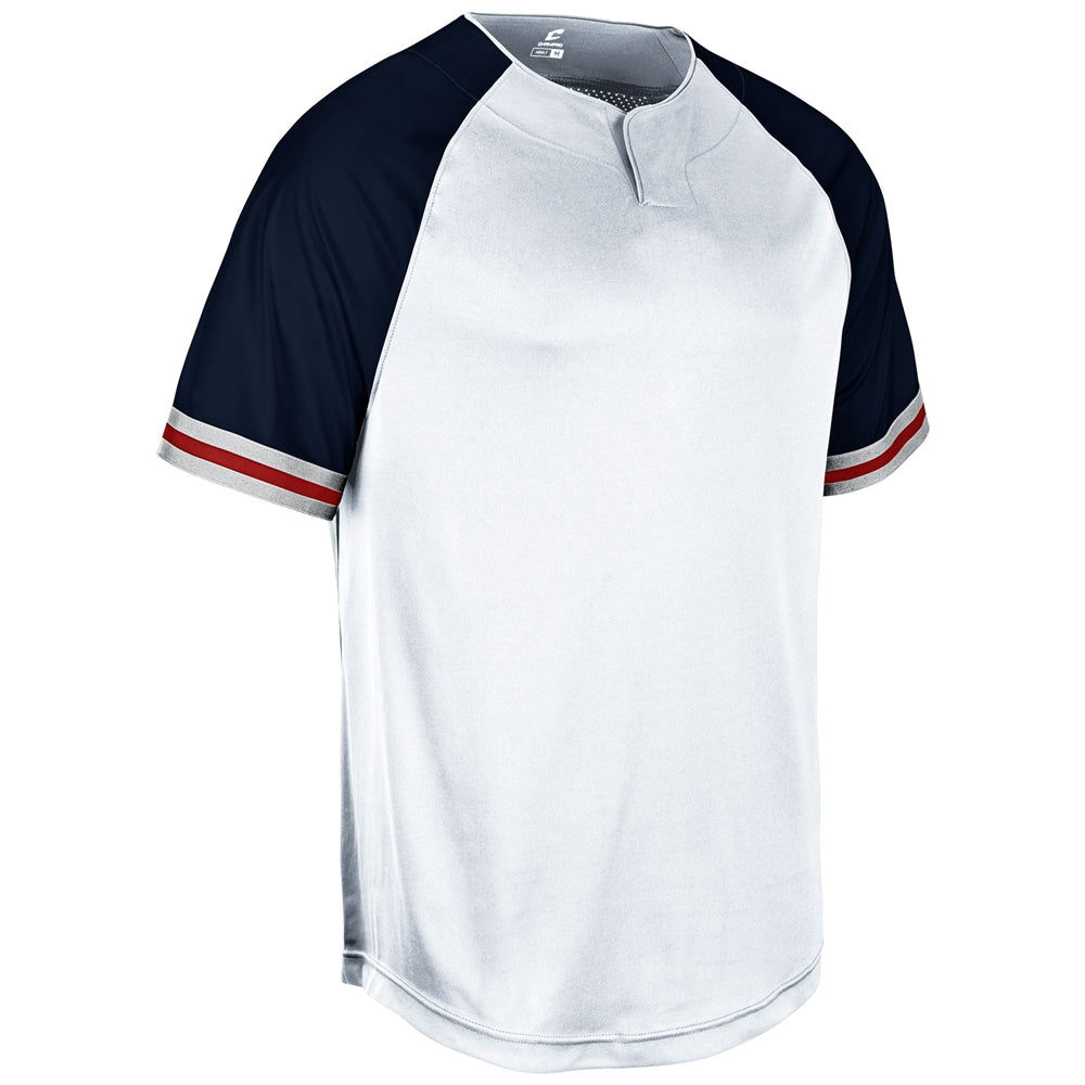 Show 2-Button Jersey - White Navy Scarlet - Adult - Small