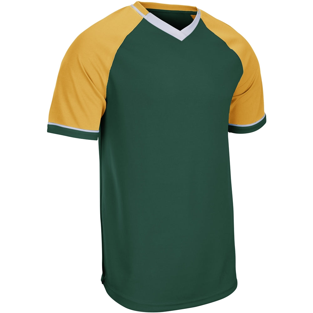 Square Up V-Neck Jersey - Forest Green Gold White - Adult - Large