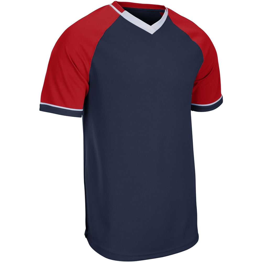 Square Up V-Neck Jersey - Navy Scarlet White - Youth - Extra-Small