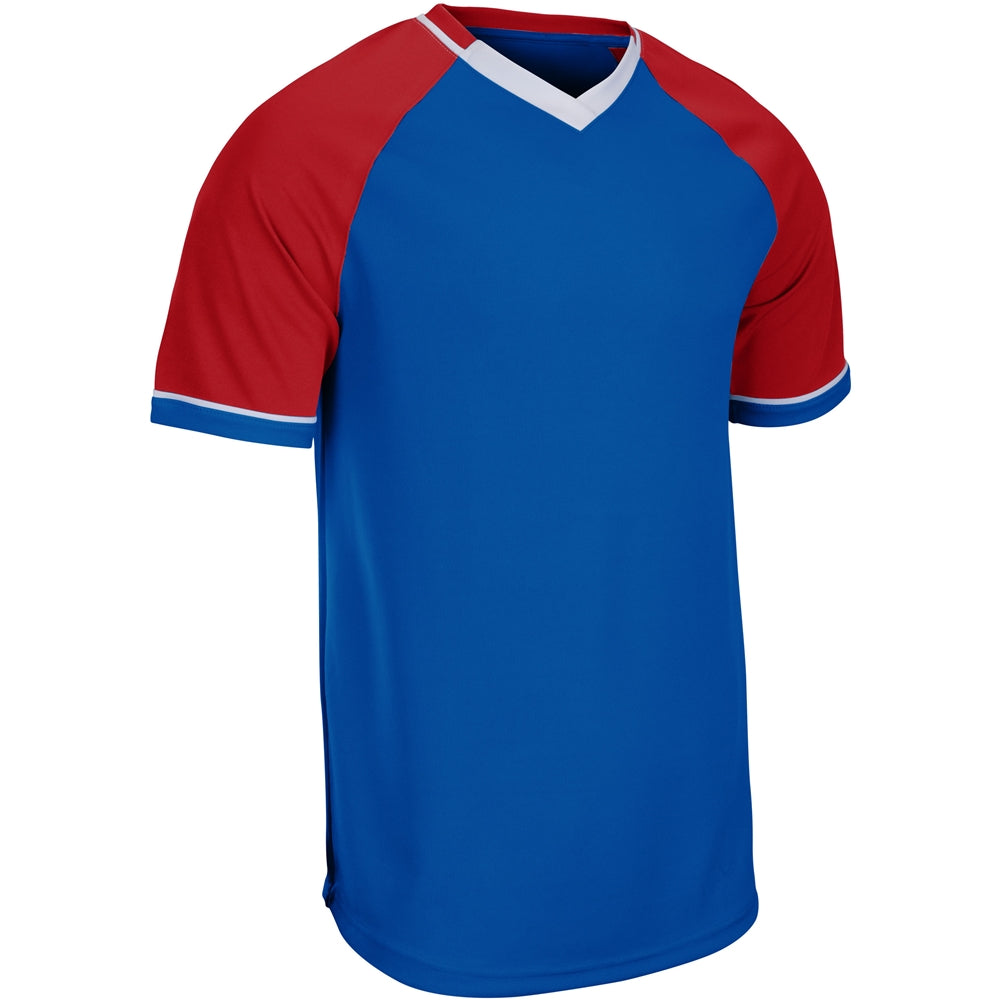 Square Up V-Neck Jersey - Royal Scarlet White - Youth - Extra-Small