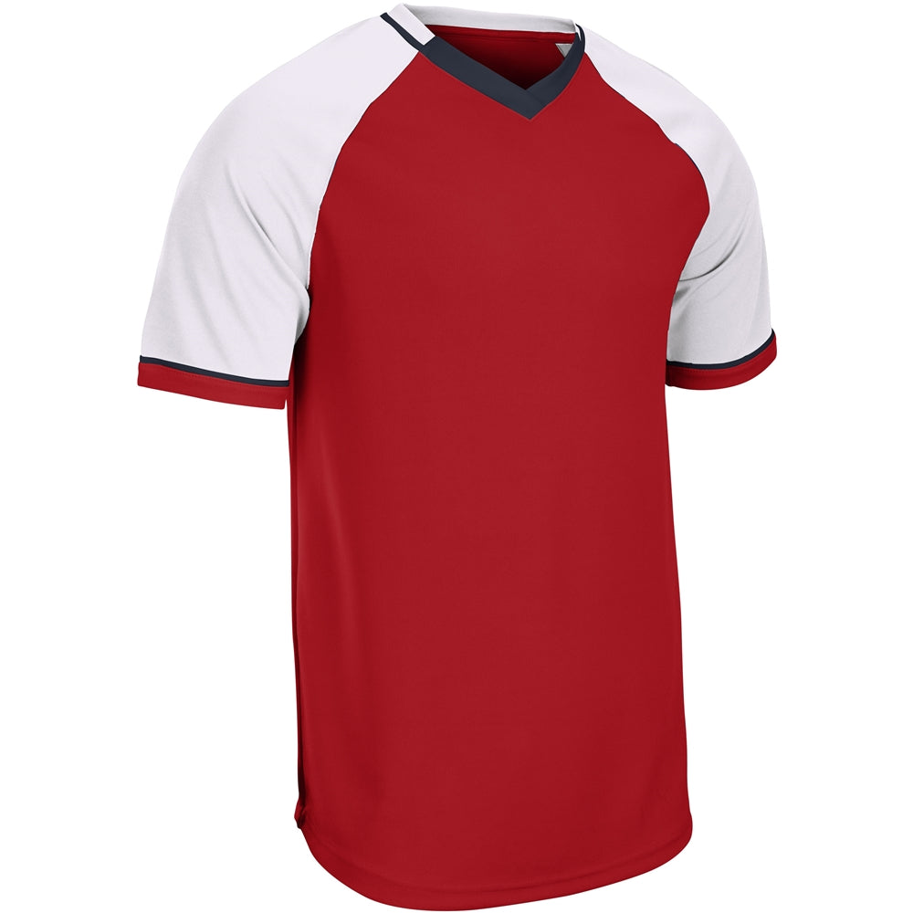 Square Up V-Neck Jersey - Scarlet White Navy - Adult - XXLarge