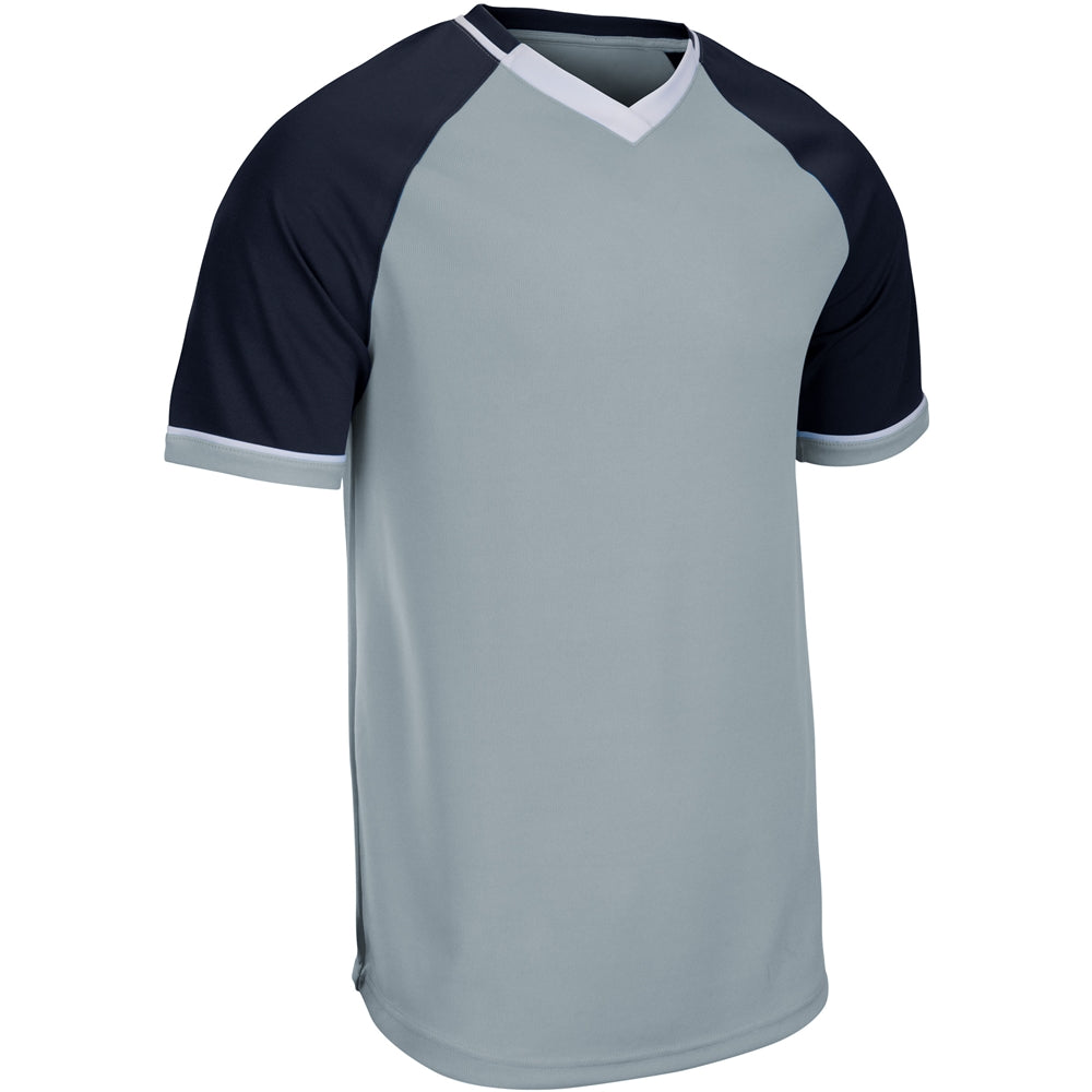 Square Up V-Neck Jersey - Silver Navy White - Youth - Extra-Small