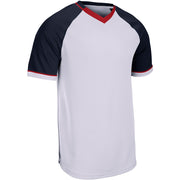 Square Up V-Neck Jersey - White Navy Scarlet - Adult - Medium