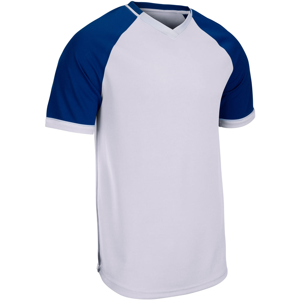 Square Up V-Neck Jersey - White Royal White - Adult - Medium