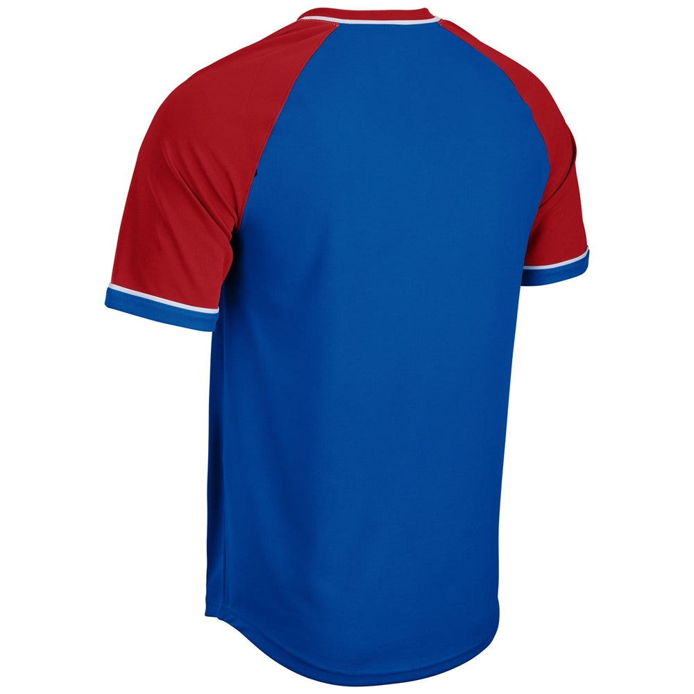 Square Up V-Neck Jersey - Royal Scarlet White - Adult - XXLarge