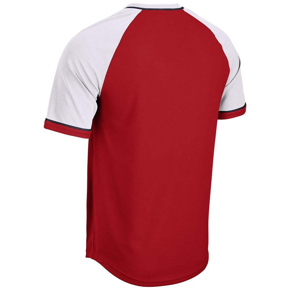 Square Up V-Neck Jersey - Scarlet White Navy - Adult - Large