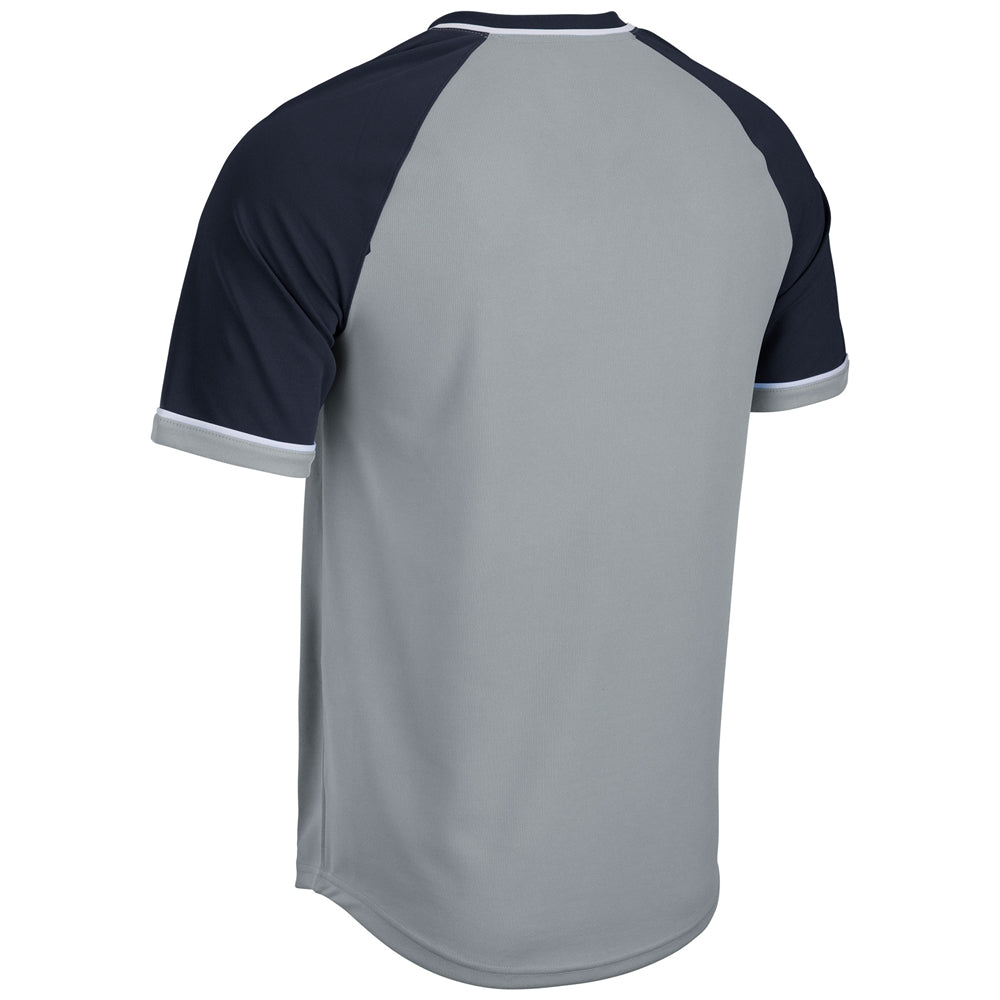 Square Up V-Neck Jersey - Silver Navy White - Adult - Small