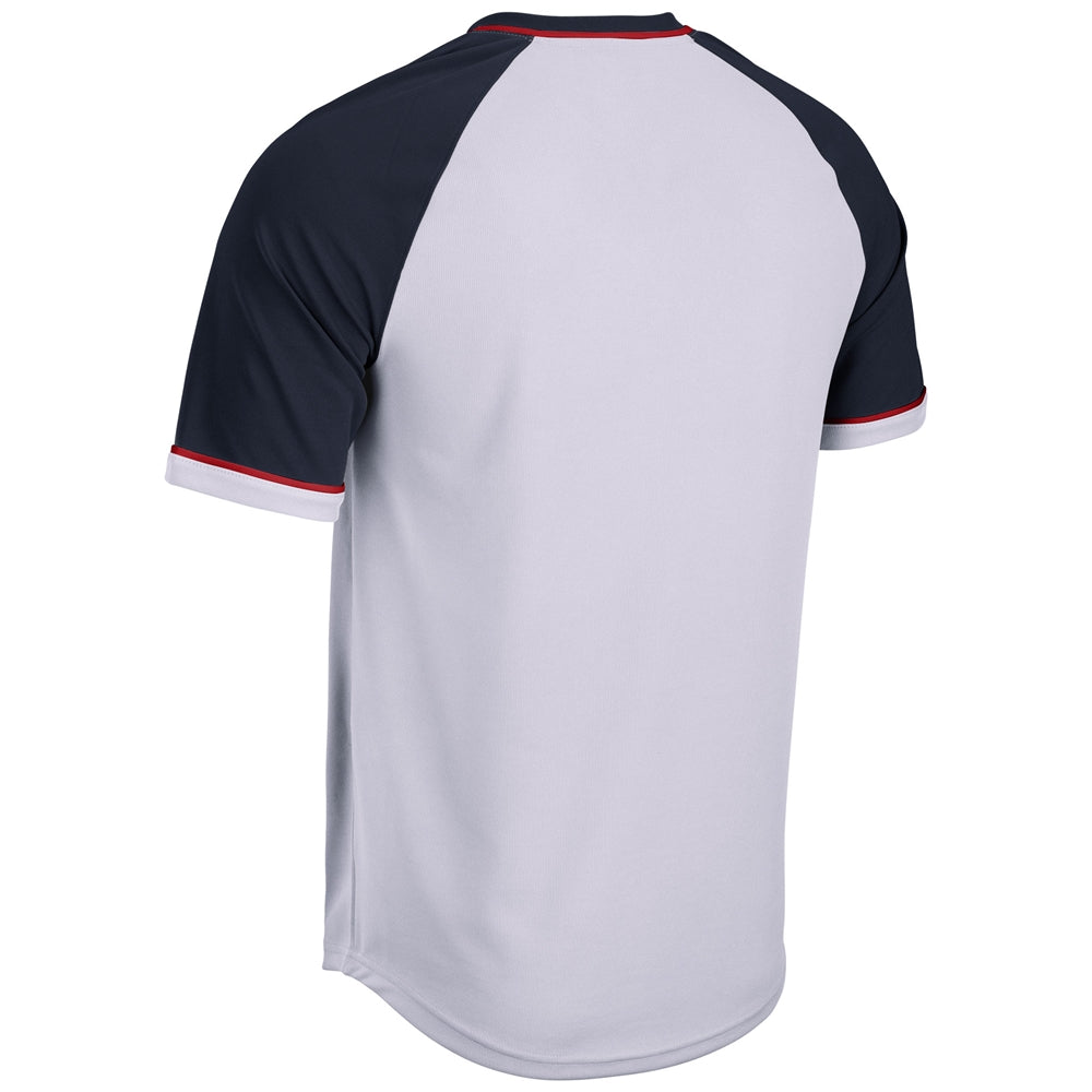 Square Up V-Neck Jersey - White Navy Scarlet - Adult - Extra-Large