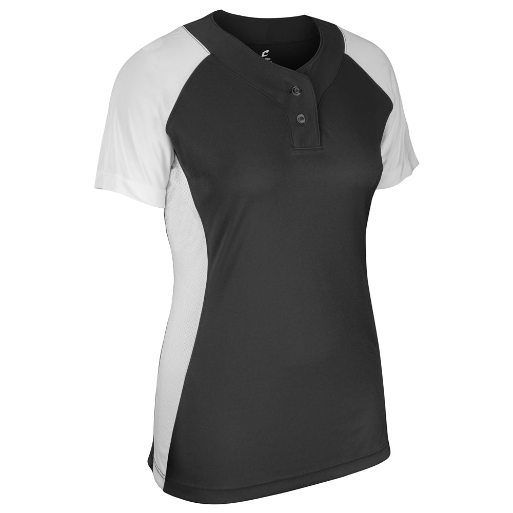Infinite 2-Button SS Jersey - Black White - Womens - Medium
