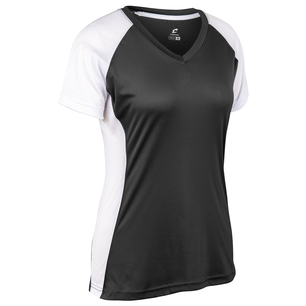 Infinite V-Neck SS Jersey - Black White - Womens - Extra-Large