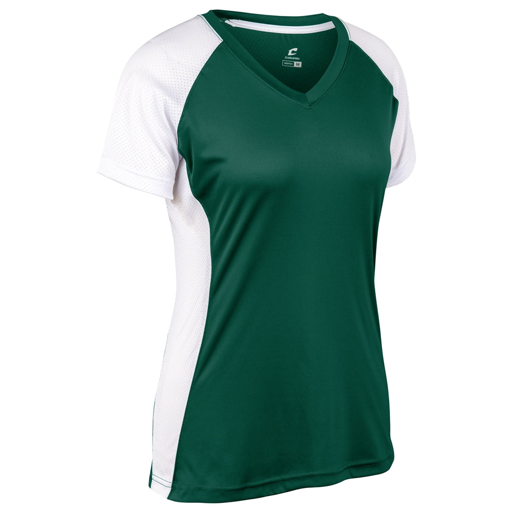 Infinite V-Neck SS Jersey - Forest Green White - Womens - Medium