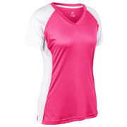 Infinite V-Neck SS Jersey - Fuchsia White - Womens - Medium