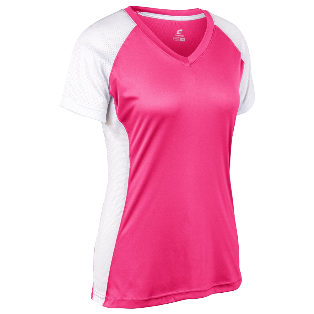 Infinite V-Neck SS Jersey - Fuchsia White - Womens - 3XL