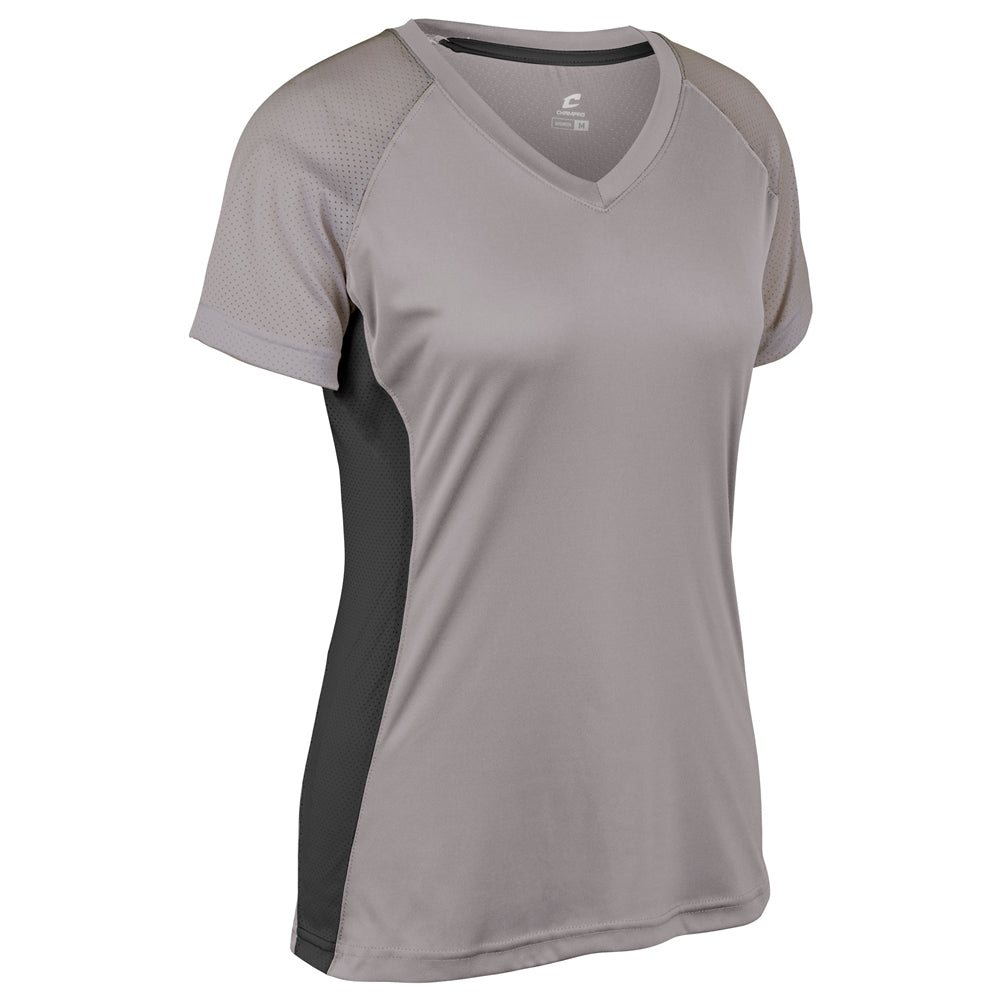 Infinite V-Neck SS Jersey - Grey Black - Womens - 3XL