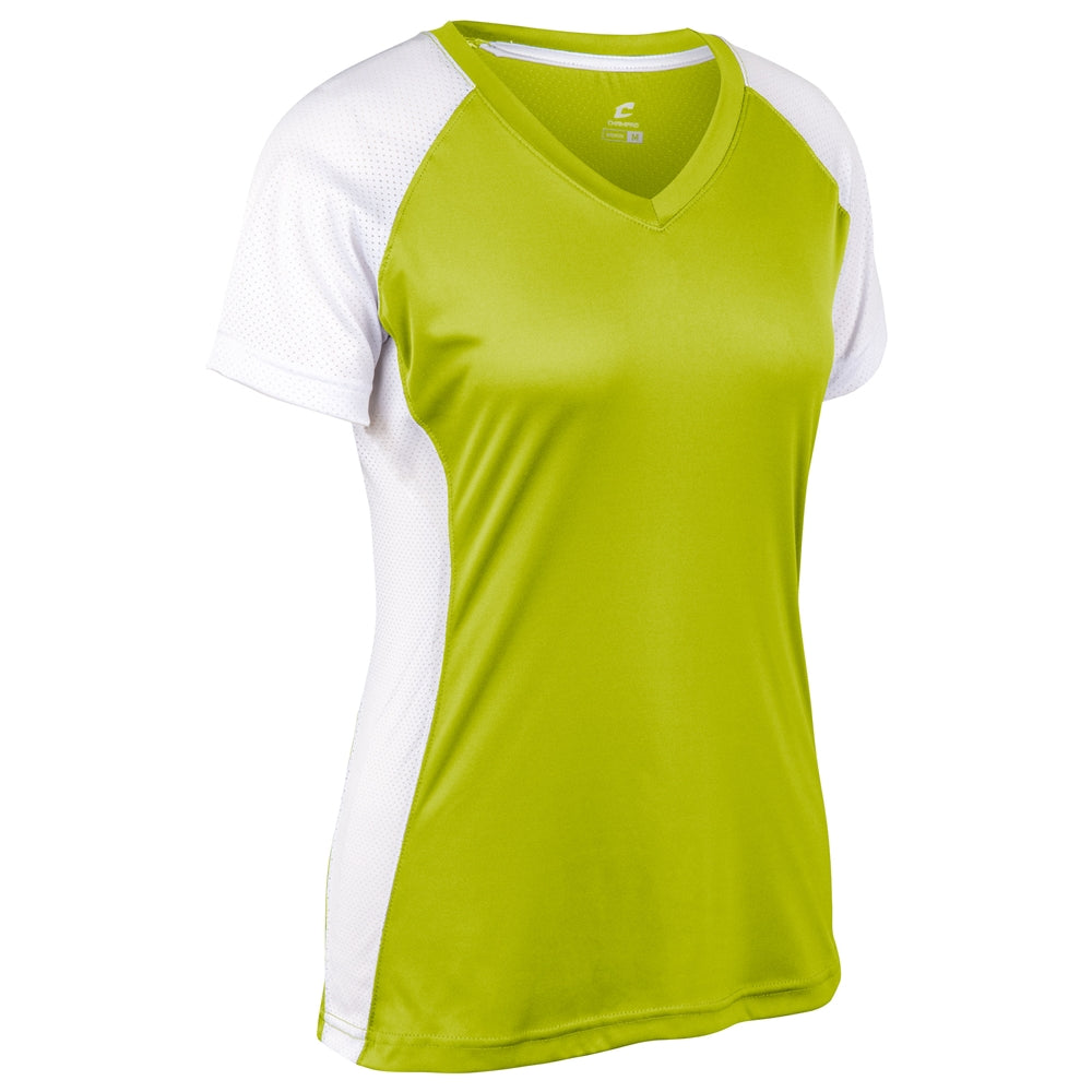 Infinite V-Neck SS Jersey - Optic Yellow White - Womens - Extra-Large