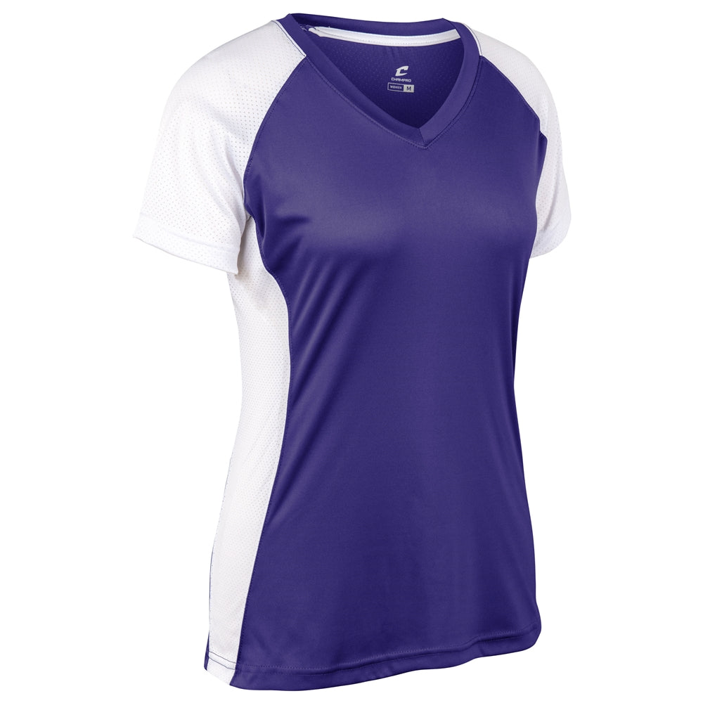 Infinite V-Neck SS Jersey - Purple White - Womens - Medium