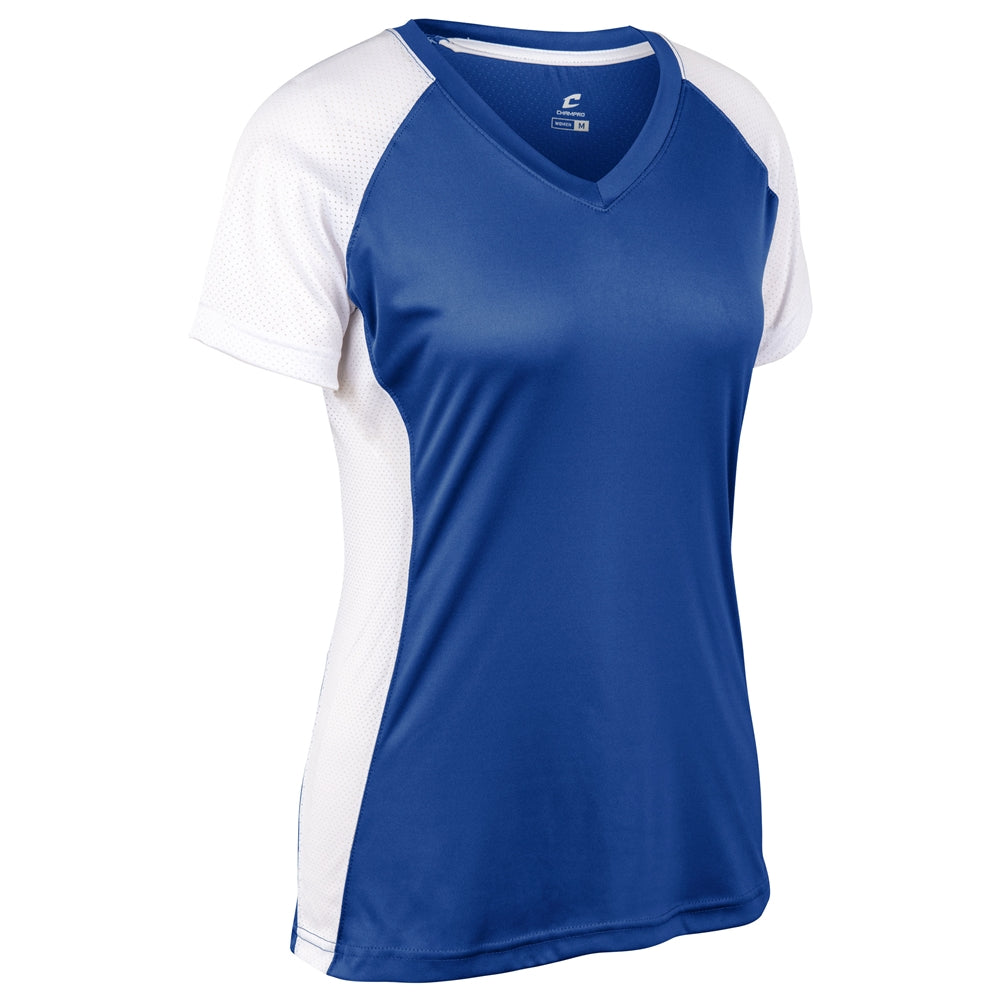 Infinite V-Neck SS Jersey - Royal White - Girls - Medium
