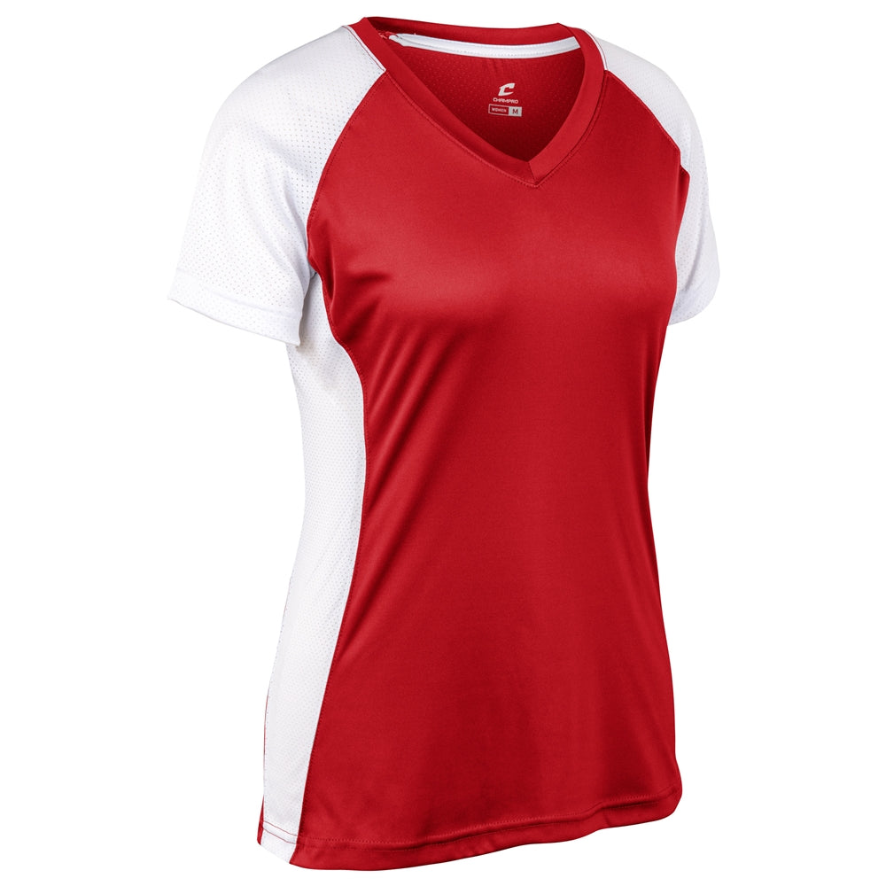 Infinite V-Neck SS Jersey - Scarlet White - Womens - Large