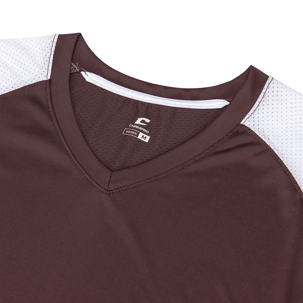 Infinite V-Neck SS Jersey - Maroon White - Womens - 3XL