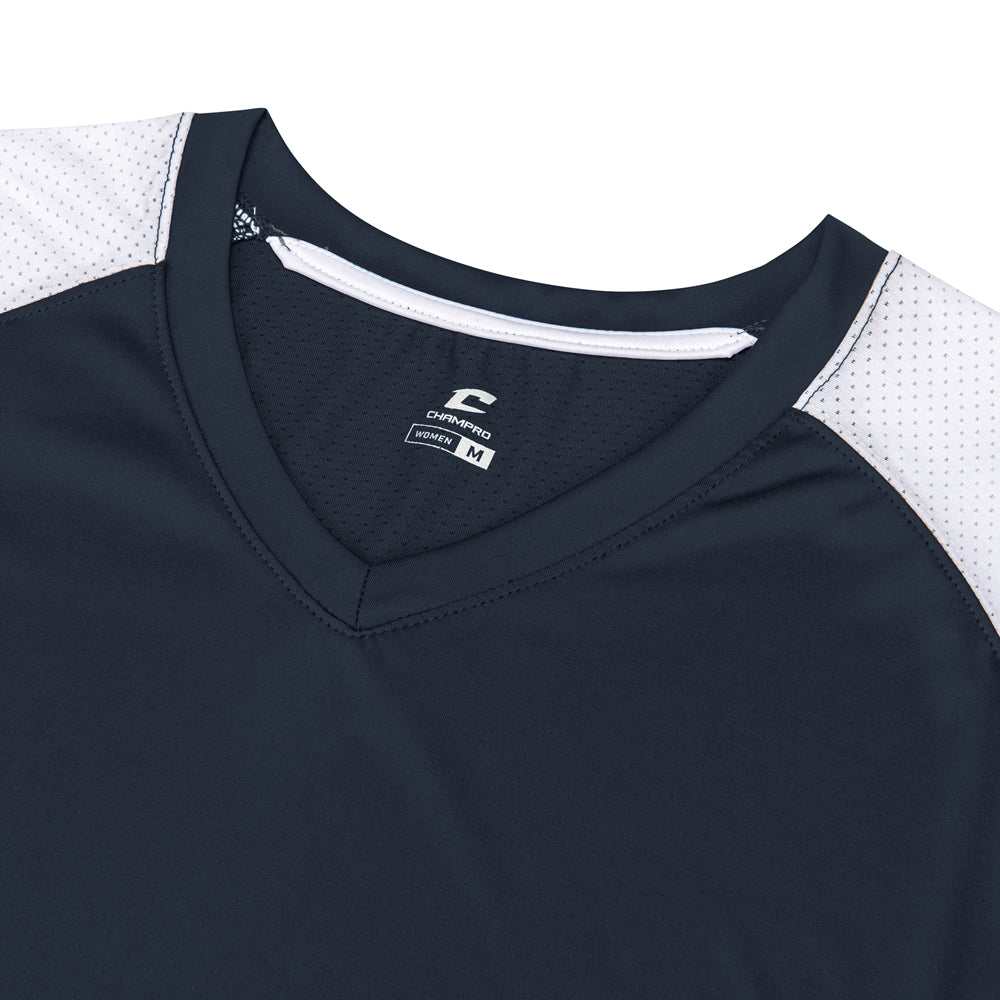 Infinite V-Neck SS Jersey - Navy White - Womens - 3XL