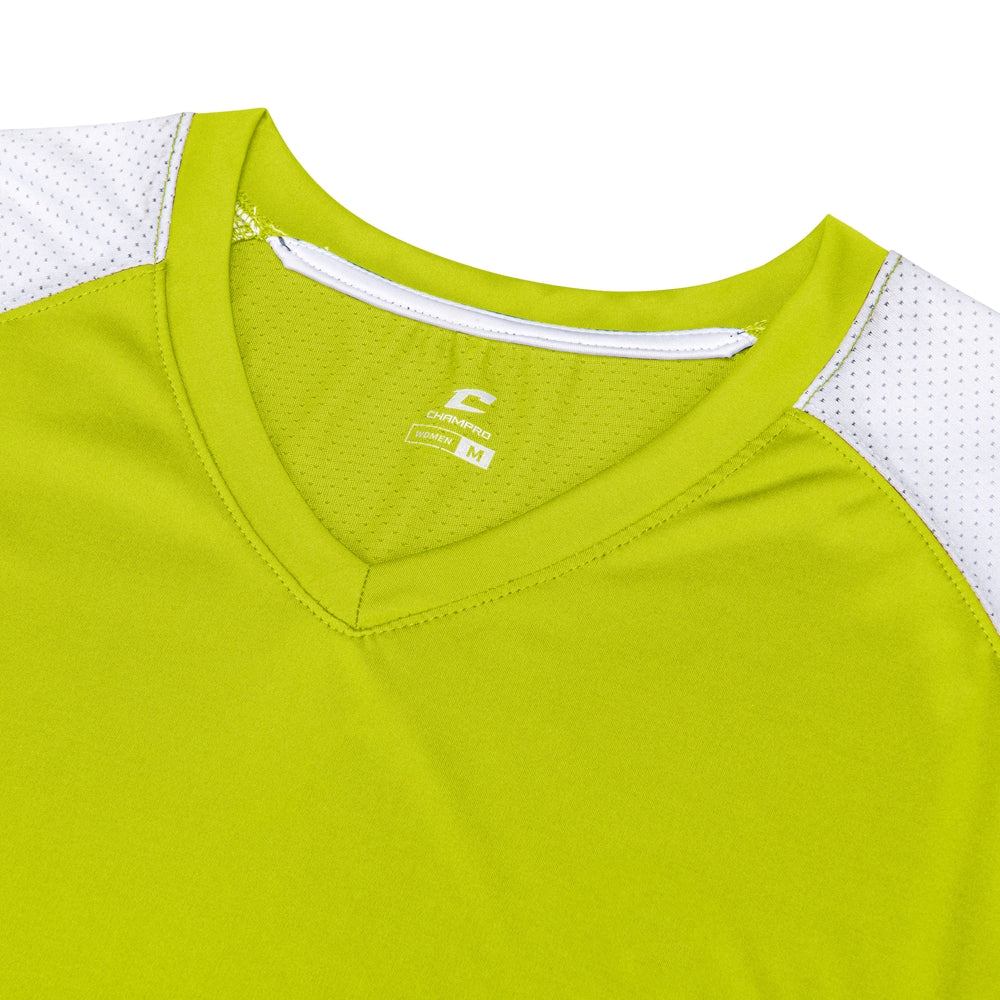 Infinite V-Neck SS Jersey - Optic Yellow White - Womens - 3XL