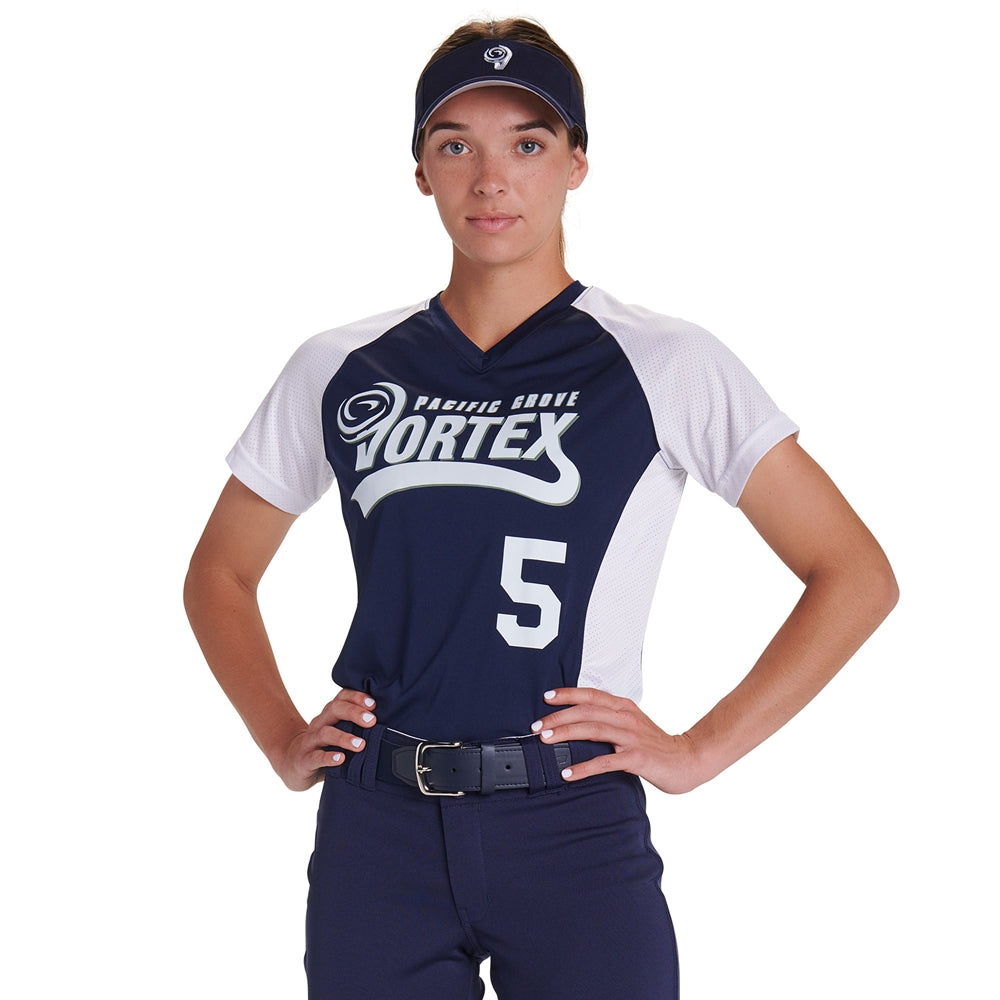 Infinite V-Neck SS Jersey - Optic Yellow, White - Womens - Medium