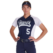 Infinite V-Neck SS Jersey - Maroon, White - Girls - Medium