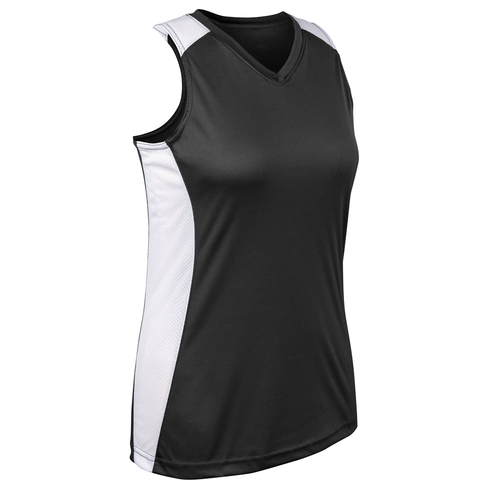 Infinite V-Neck Racerback Jersey - Black White - Womens - Large