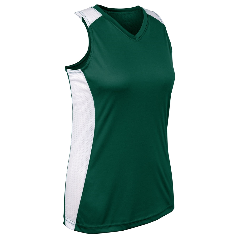 Infinite V-Neck Racerback Jersey - Forest Green White - Womens - XXLarge