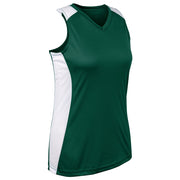 Infinite V-Neck Racerback Jersey - Forest Green White - Girls - Medium