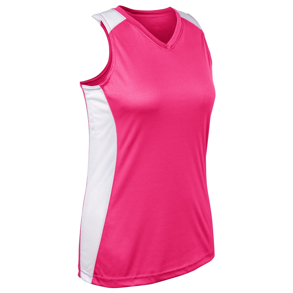Infinite V-Neck Racerback Jersey - Fuchsia White - Womens - Extra-Large
