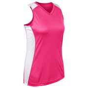 Infinite V-Neck Racerback Jersey - Fuchsia White - Girls - Medium