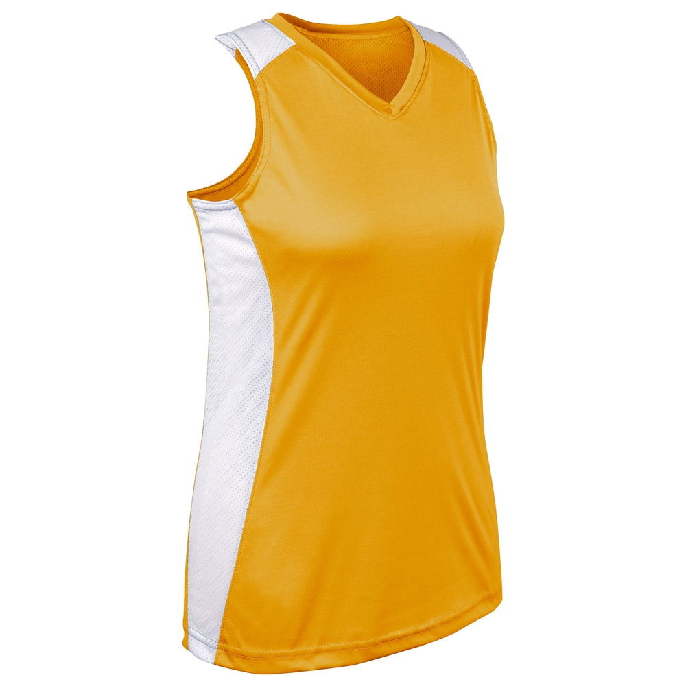 Infinite V-Neck Racerback Jersey - Gold White - Girls - Small