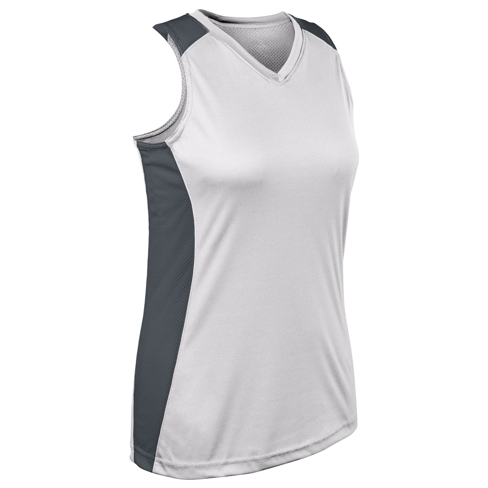 Infinite V-Neck Racerback Jersey - White Graphite - Womens - Medium