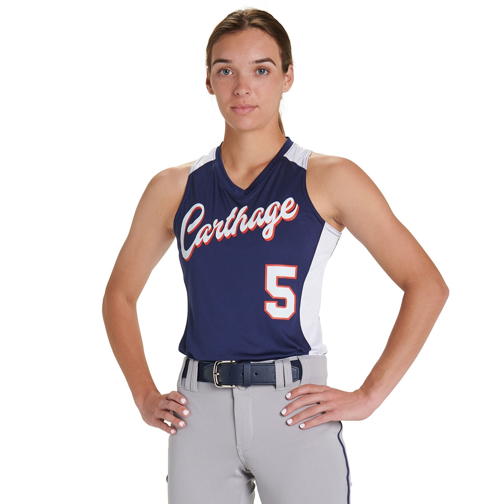 Infinite V-Neck Racerback Jersey - Black, White - Girls - Medium
