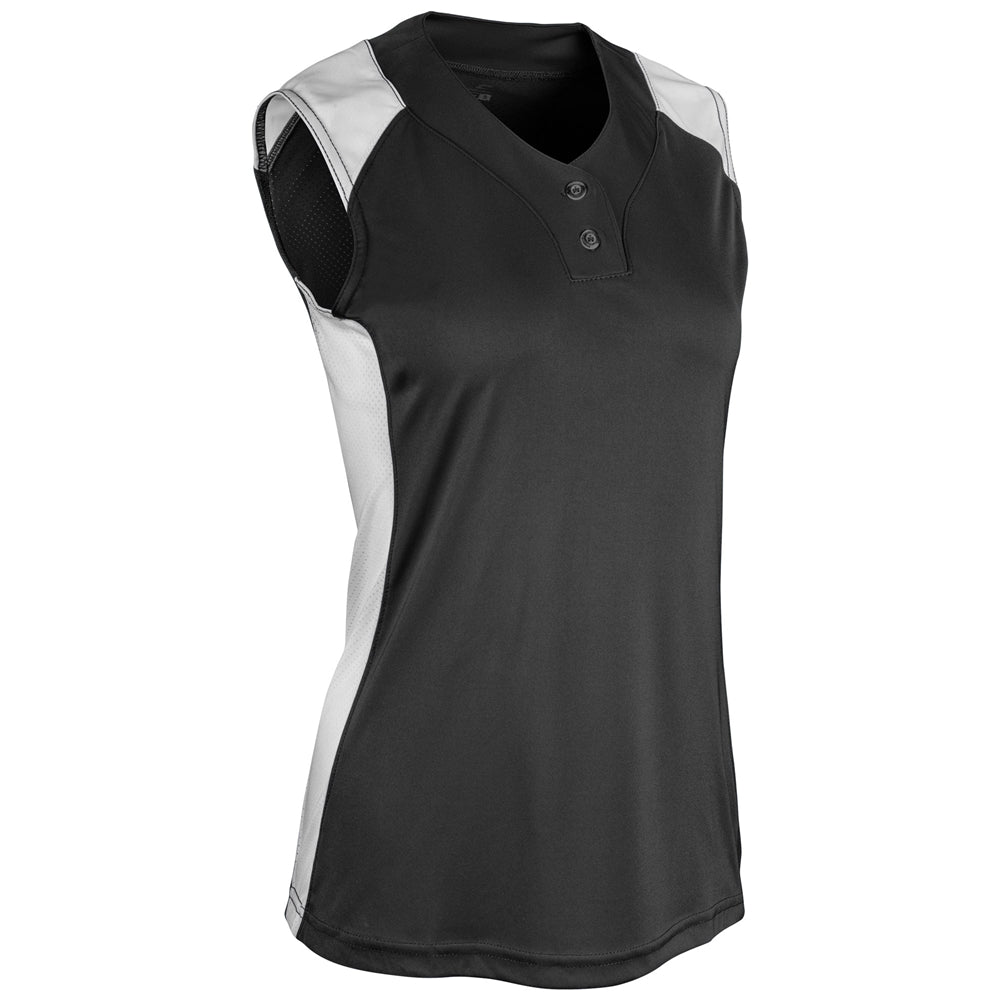 Infinite 2-Button Sleeveless Jersey - Black White - Girls - Large