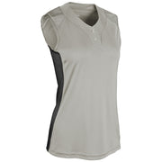 Infinite 2-Button Sleeveless Jersey - Grey Black - Womens - Extra-Large